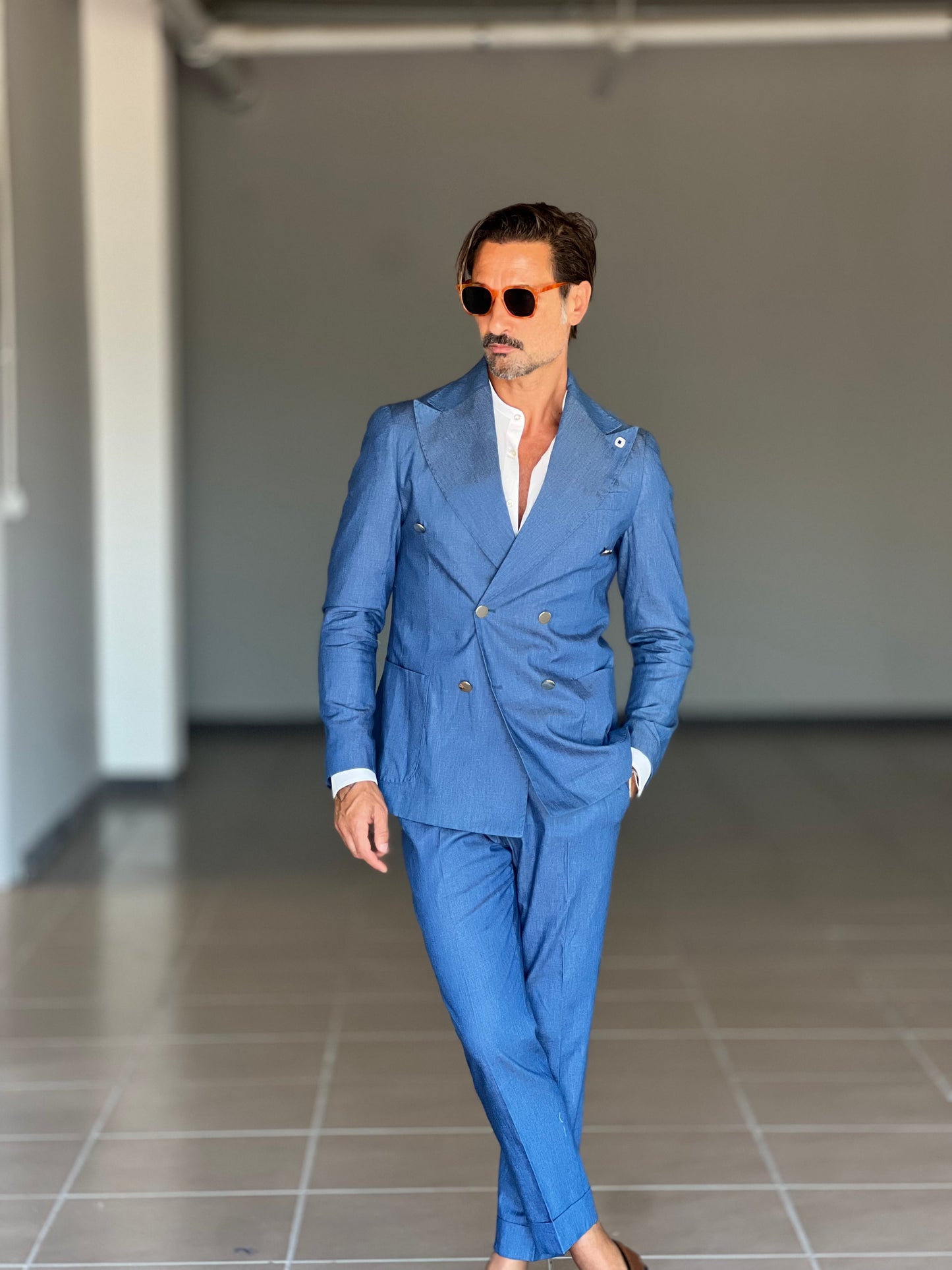 ABITO DENIM DOPPIOPETTO PANTALONE VITA ALTA