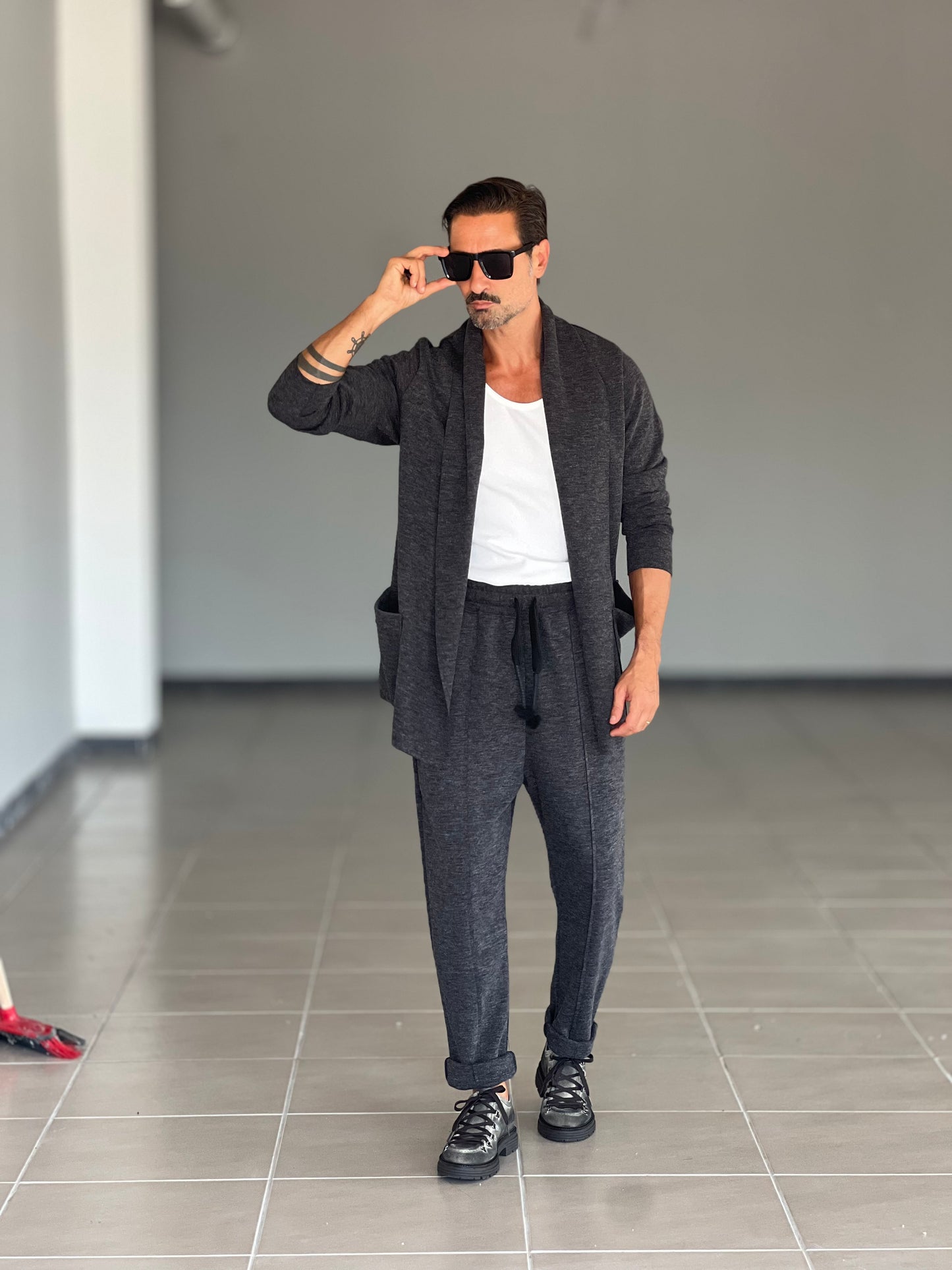CARDIGAN GRIGIO MAXI SCIALLATO XAGON