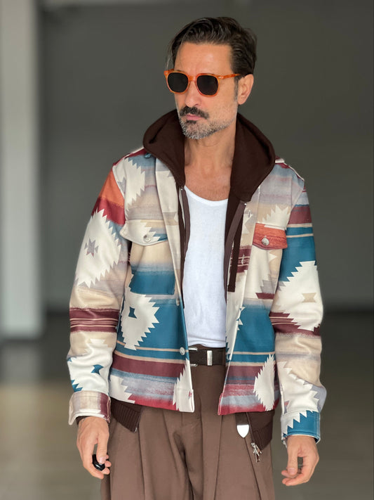 ECO-LEATHER BIKER WITH BLACK ON BLACK STUD