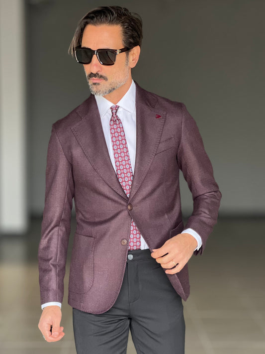 GIACCA COLOR VINO FIAMMATA MISTO LANA