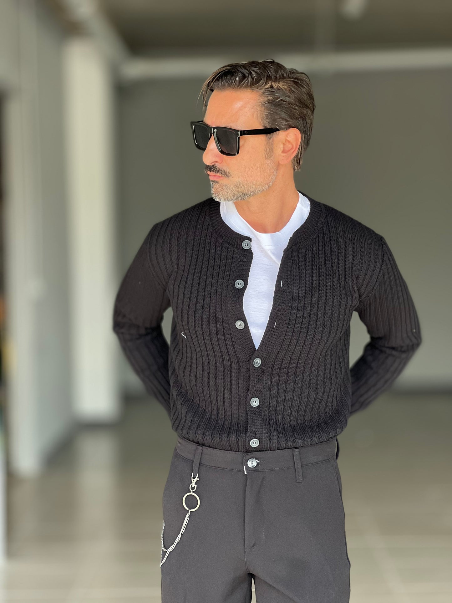 BLUE THREAD COTTON CREW NECK SWEATER