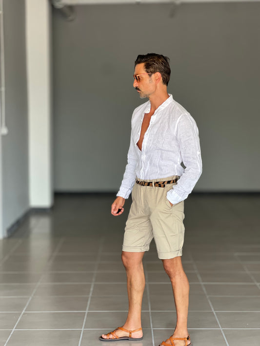 WHITE VISCOSE TROUSERS WITH REGULAR BOTTOM