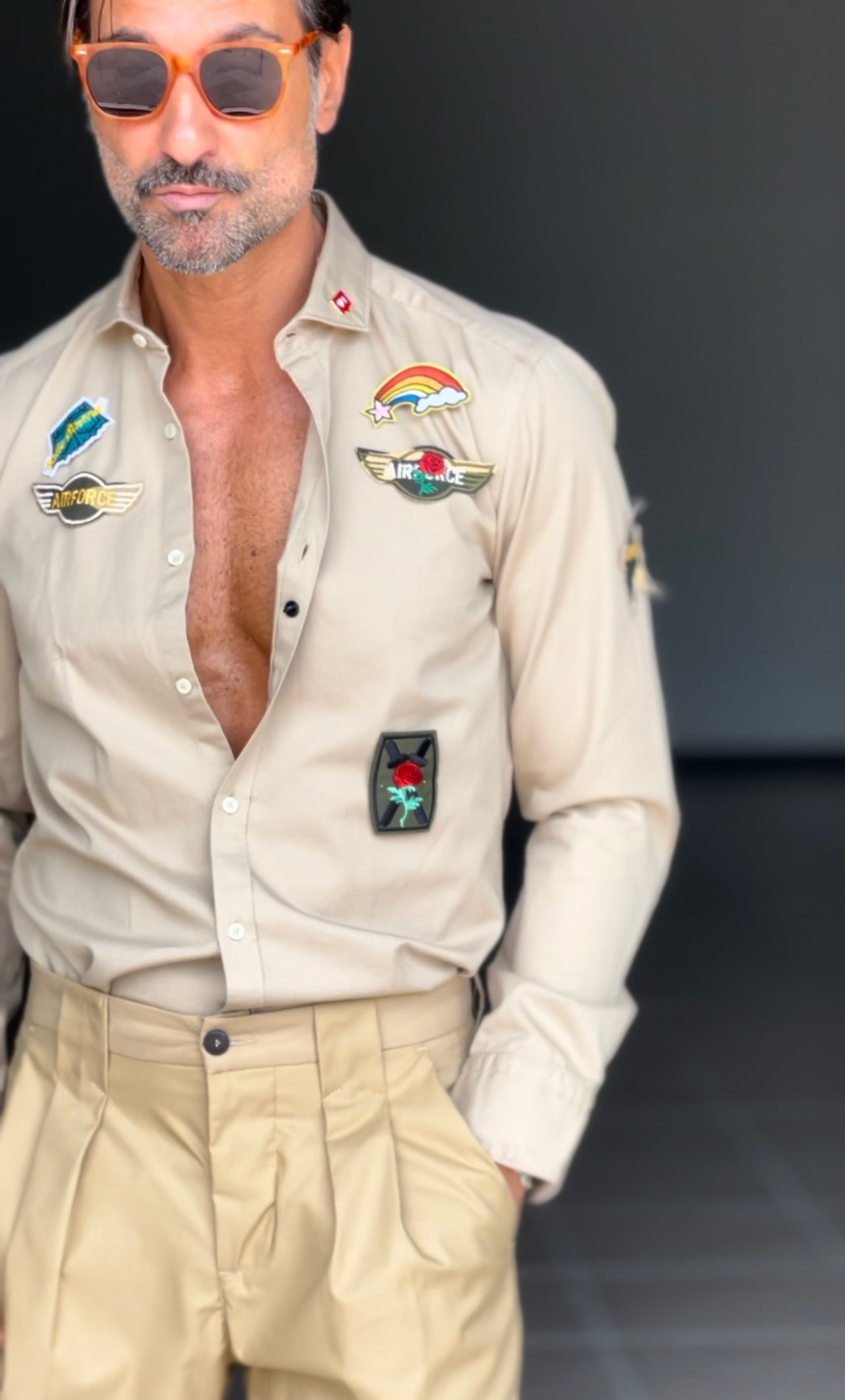 CAMICIA DEPOT CAMMELLO COTONE LAVATO STONE WASHED PATCH (OGNI TAGLIA HA TOPPE DIFFERENTI CI VOGLIONO 3 GIORNI PER ASSEMBLARE LA CAMICIA