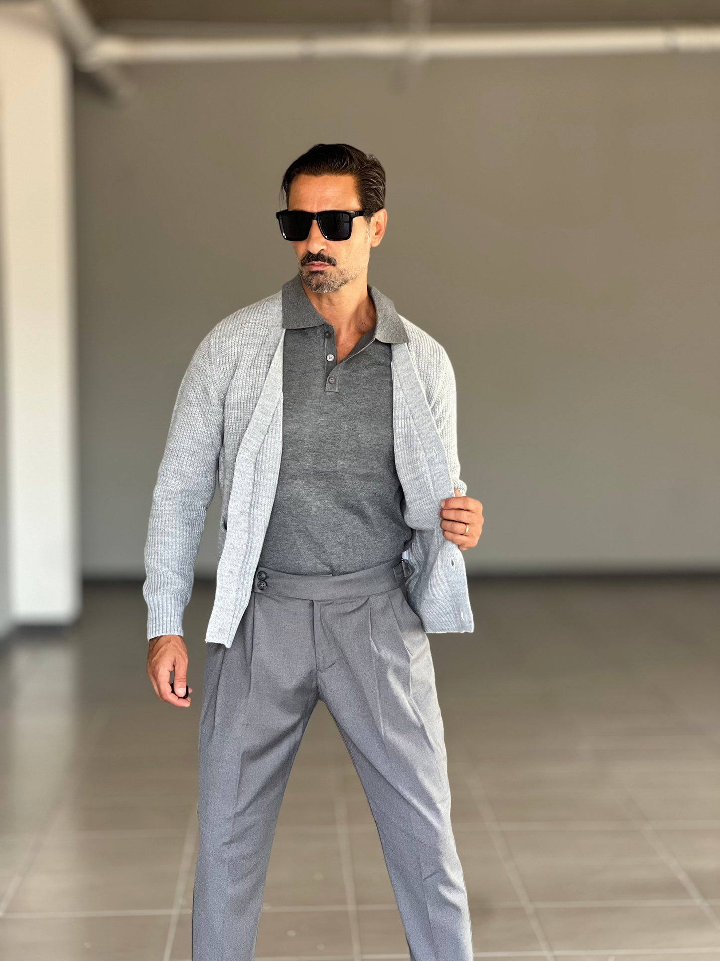 PANTALONE VITA ALTA GRIGIO VISCOSA E MISTI