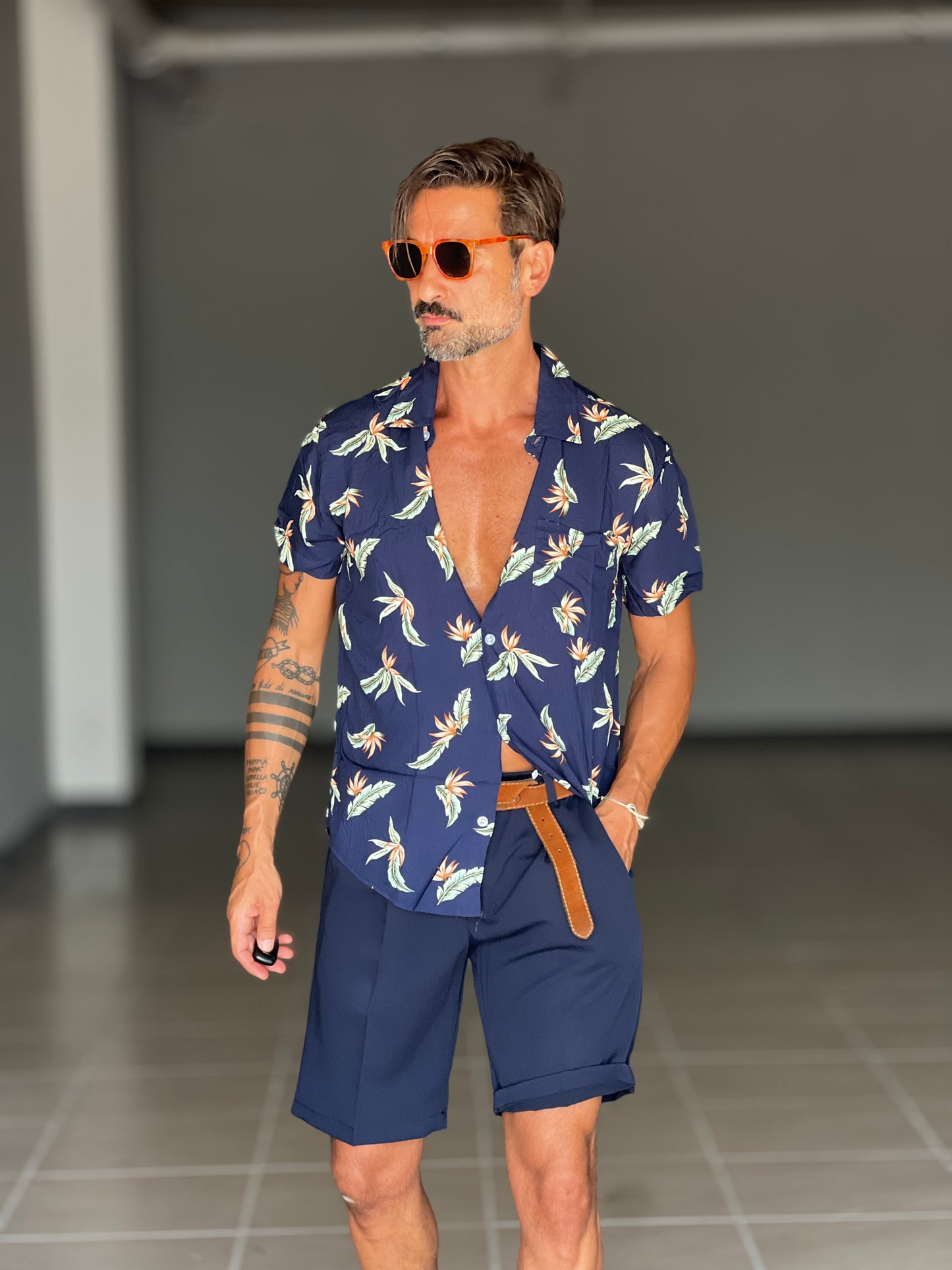 BERMUDA PANTALONE BLU VISCOSA