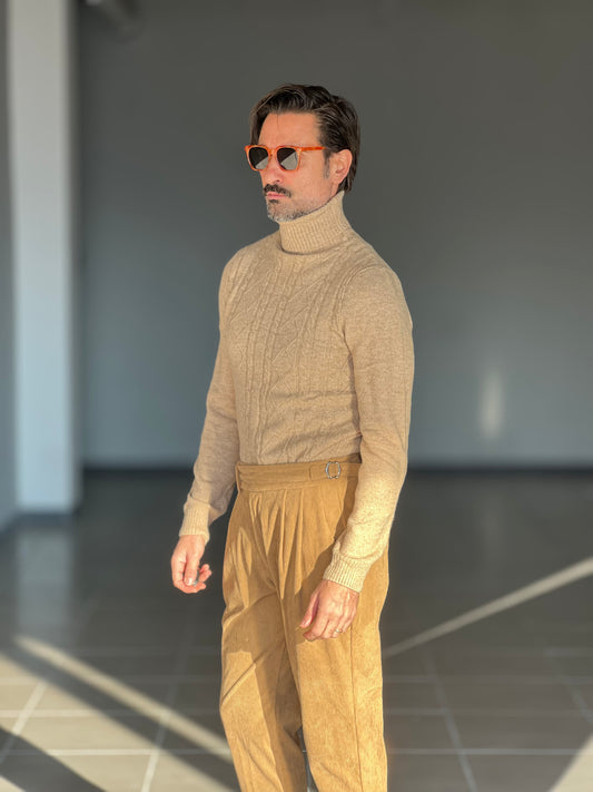 COLLO ALTO TRECCIA BEIGE VISCOSA TELAMIRA