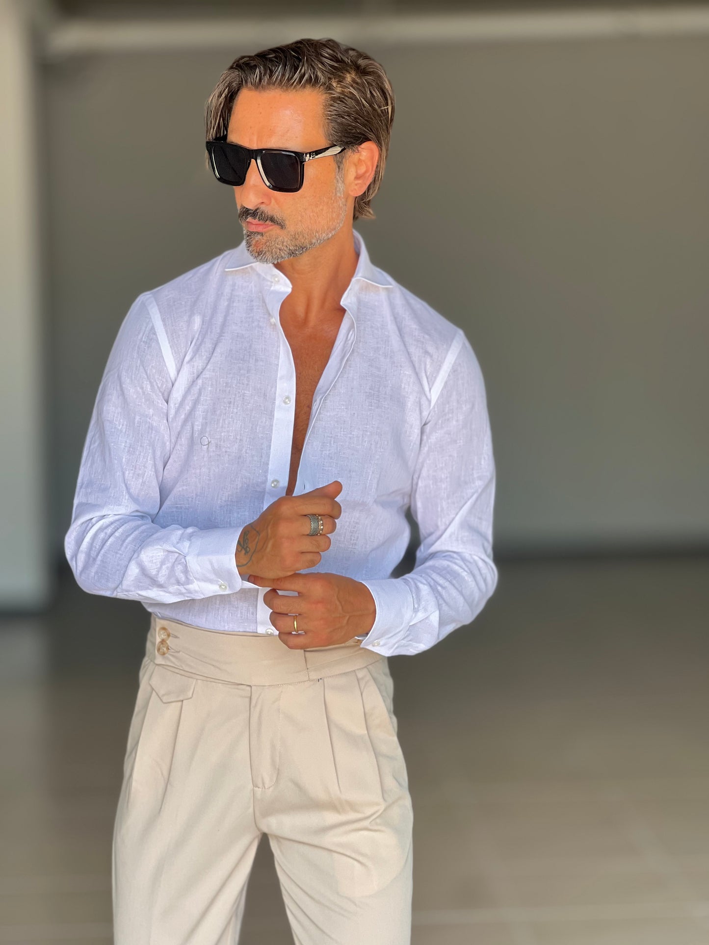 CAMICIA BIANCA 100%LINO