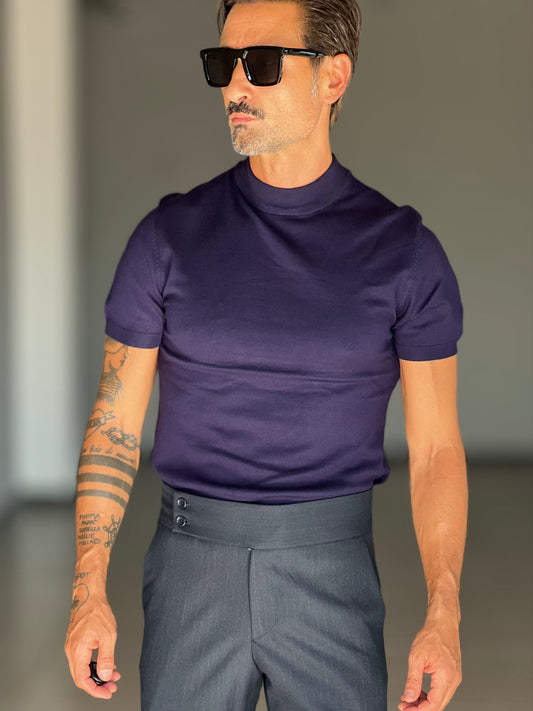 BLUE THREAD COTTON CREW NECK SWEATER