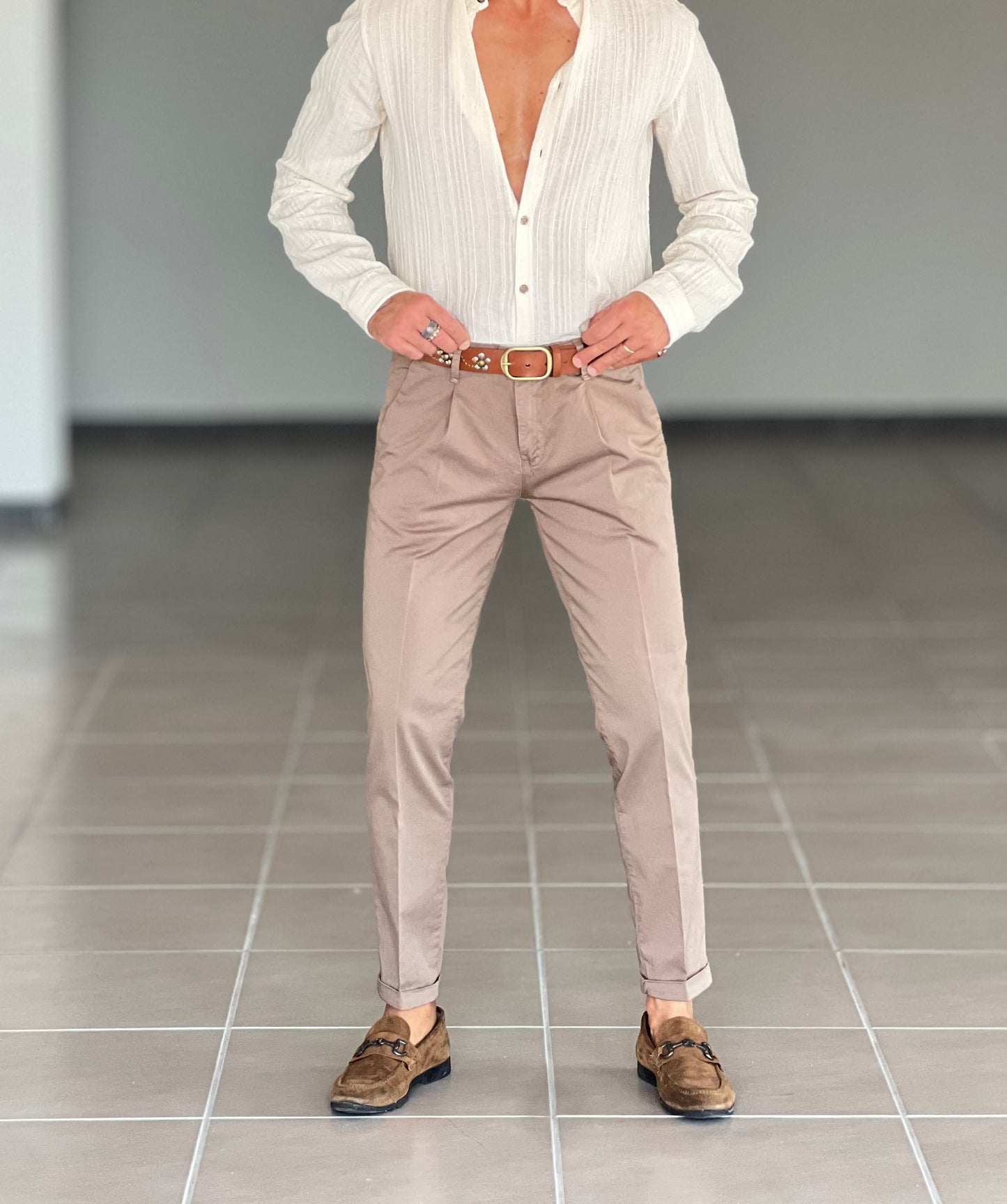 PANTALONE COTONE TABACCO RASATO TASCA AMERICA