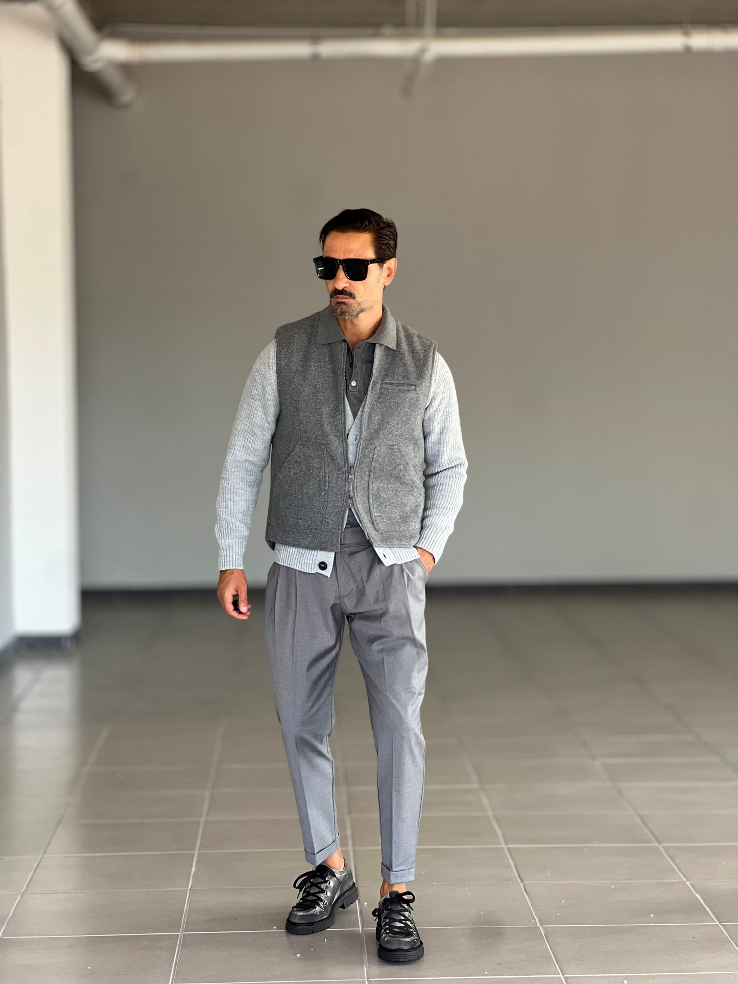 PANTALONE VITA ALTA GRIGIO VISCOSA E MISTI