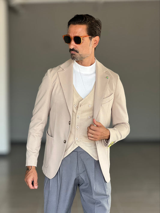 GIACCA BEIGE PUNTO MILANO