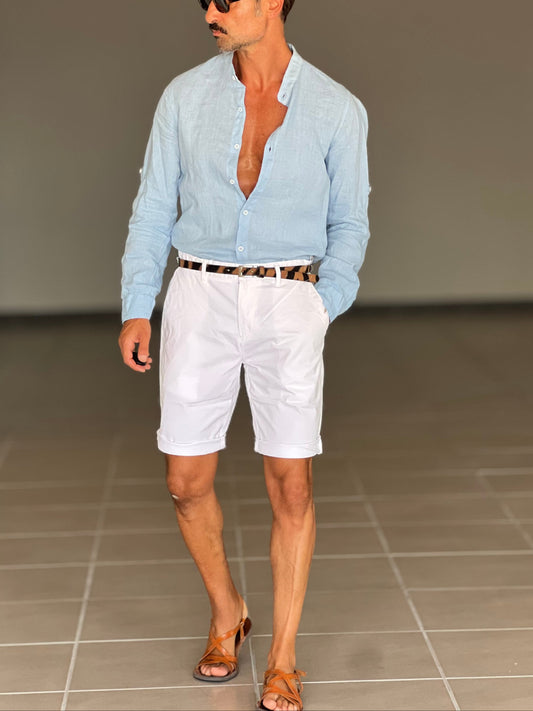 WHITE VISCOSE TROUSERS WITH REGULAR BOTTOM