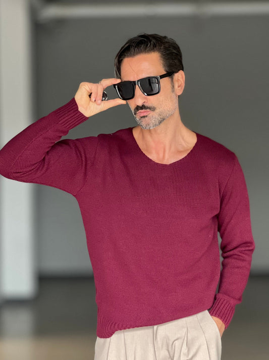 BLUE THREAD COTTON CREW NECK SWEATER