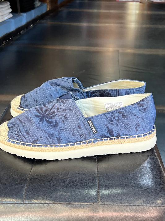 ESPADRILLAS BLU STAMPA FONDO PAGLIA E GOMMA