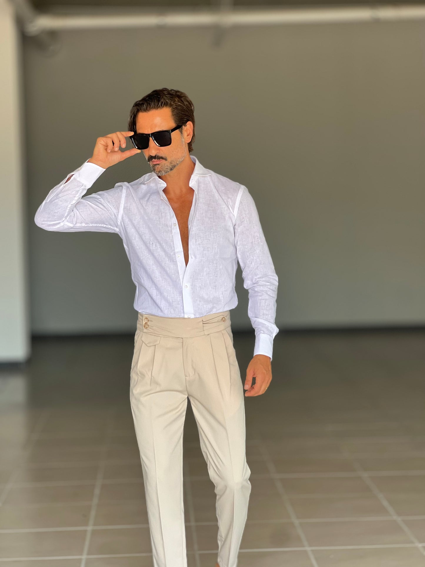CAMICIA BIANCA 100%LINO