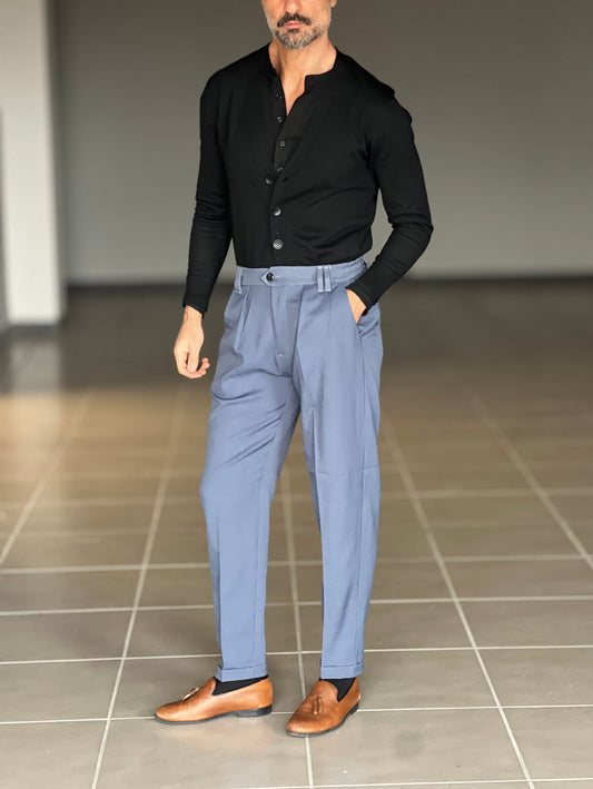 BLACK CHAIN VISCOSE TROUSERS