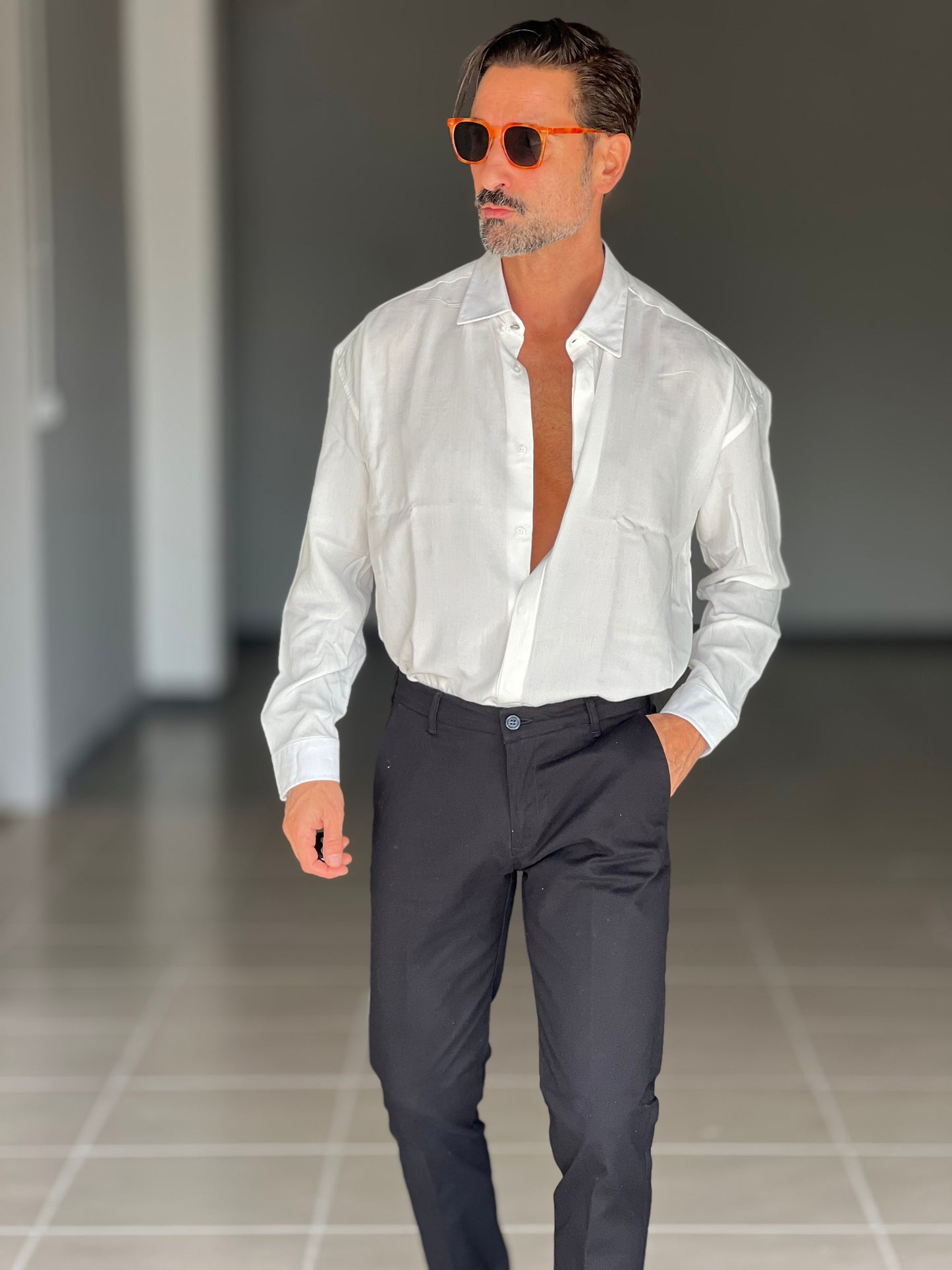 PANTALONE NERO GABARDINE DI COTONE