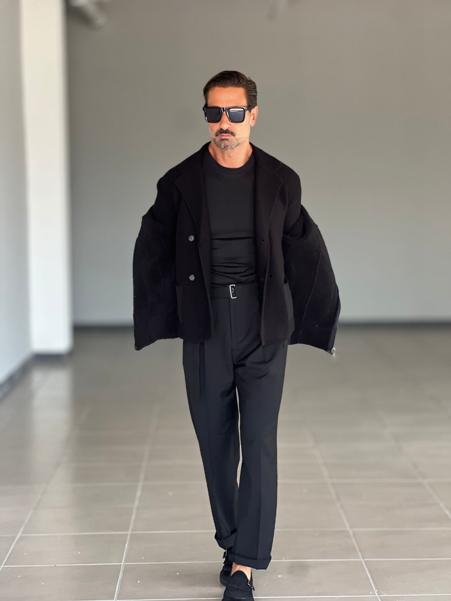 PANTALONE FONDO AMPIO NERO CINTURA VISCOSA E MISTI