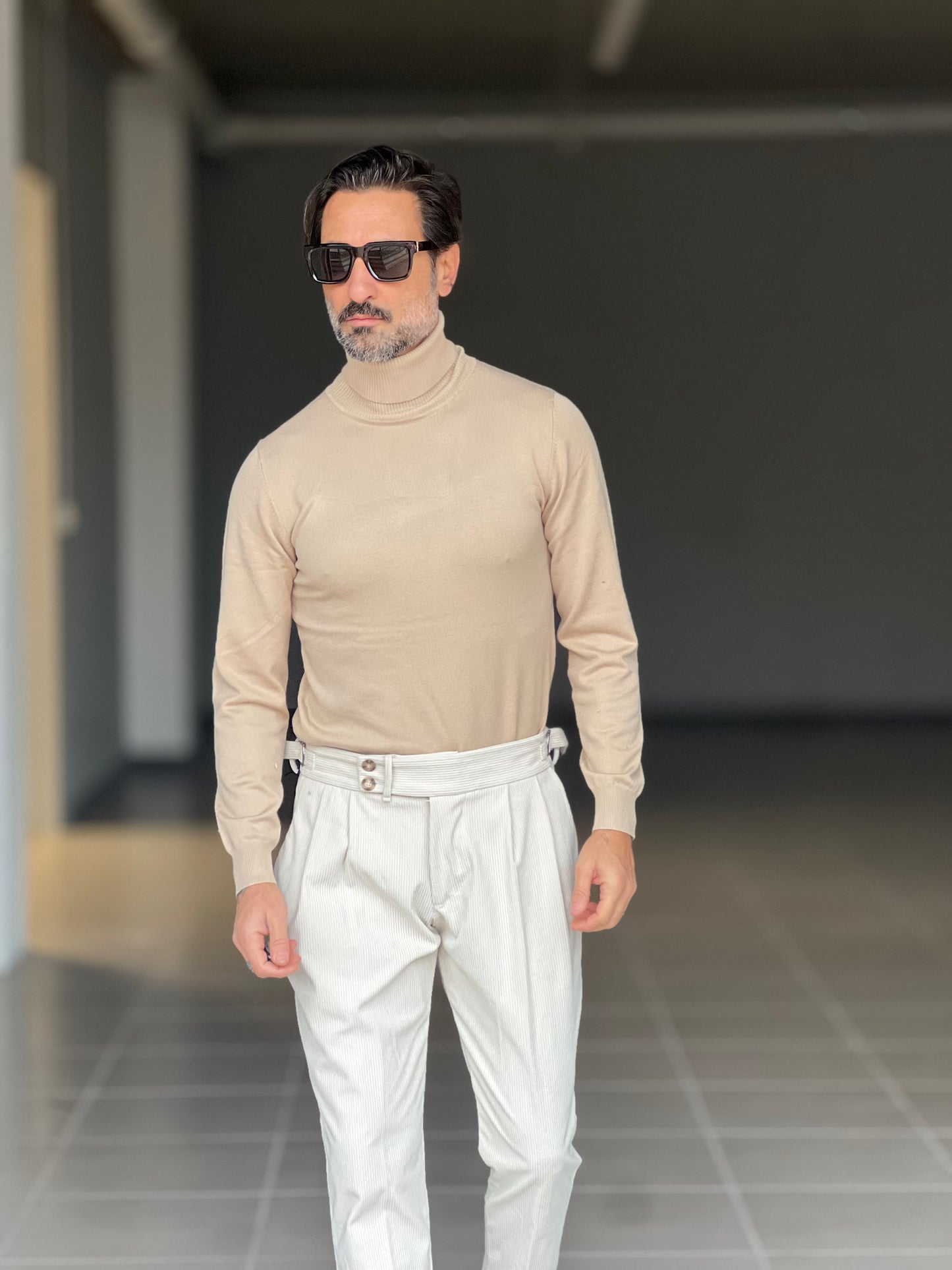 COLLO ALTO BEIGE RASATO 2 FILI