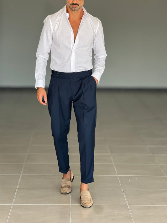 PANTALONE VITA ALTA BLU VISCOSA E MISTI