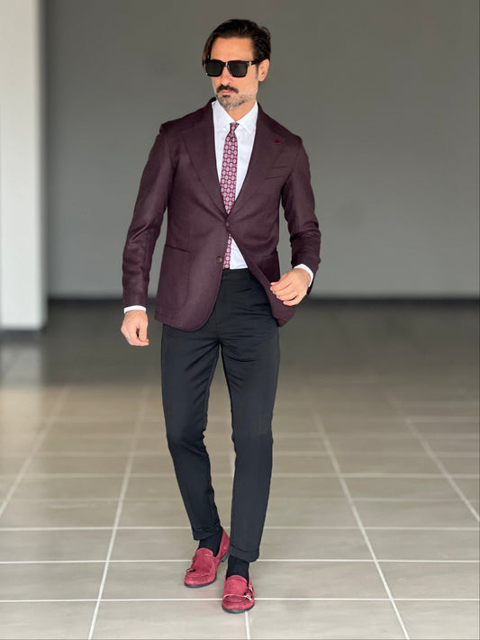 GIACCA COLOR VINO FIAMMATA MISTO LANA