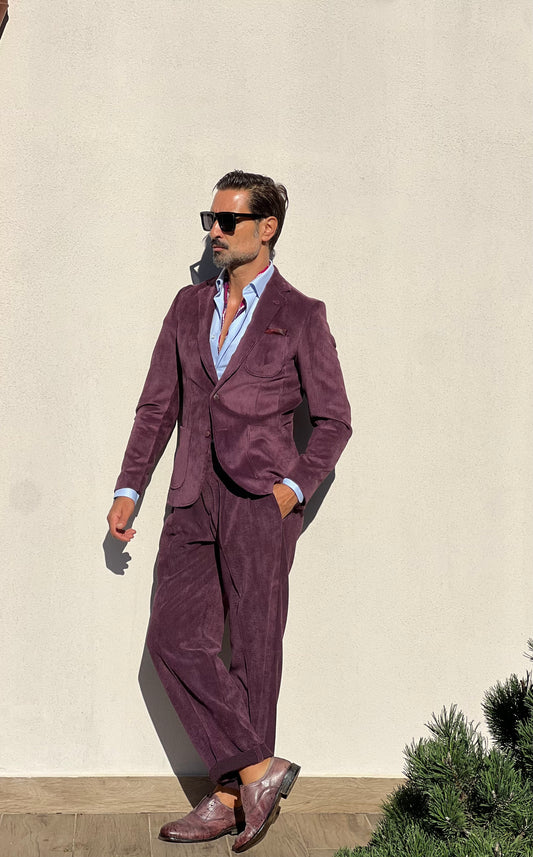 GIACCA VELLUTO MILLERIGHE PRUGNA XAGON