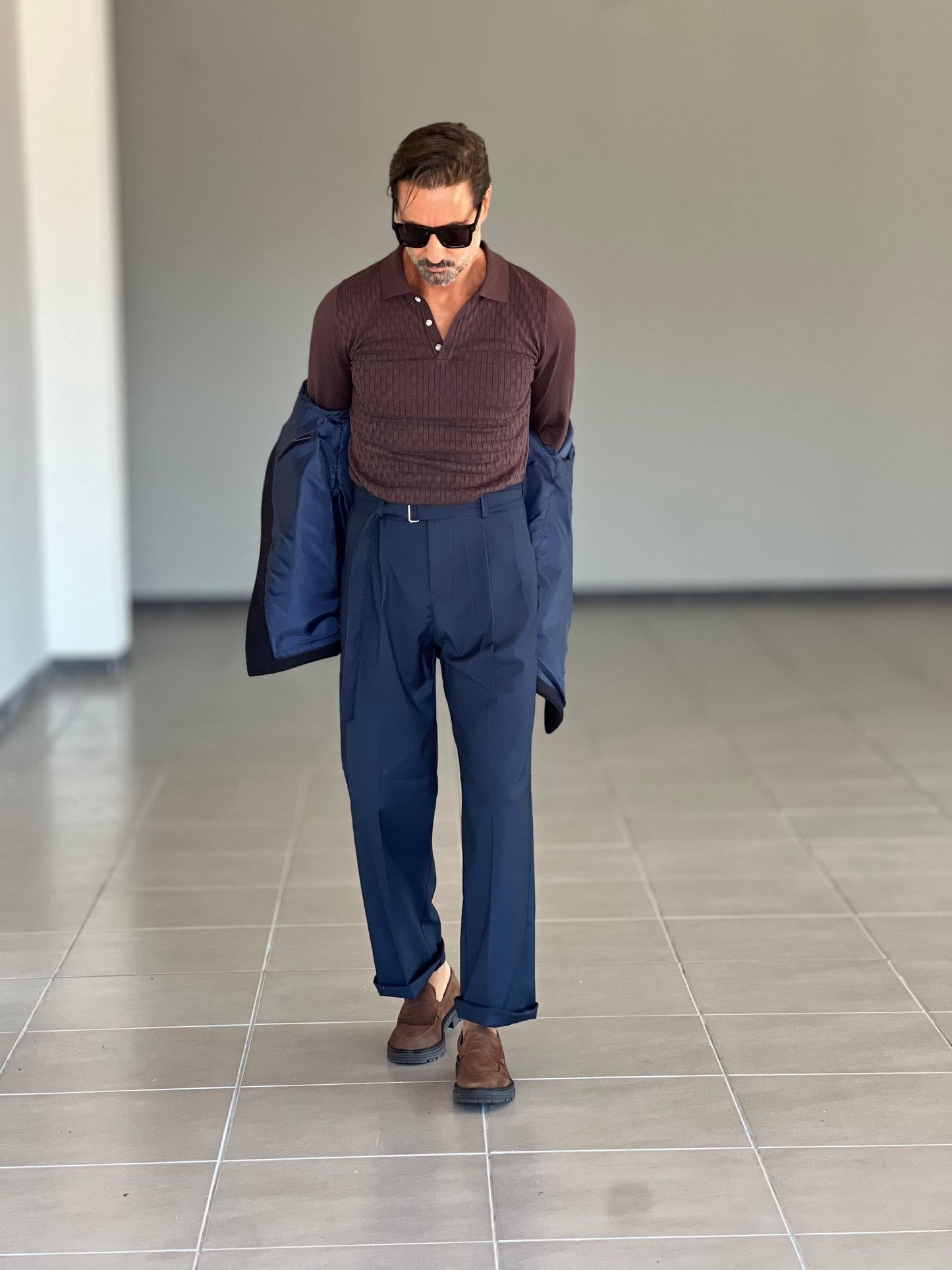 PANTALONE FONDO AMPIO BLU CINTURA VISCOSA E MISTI