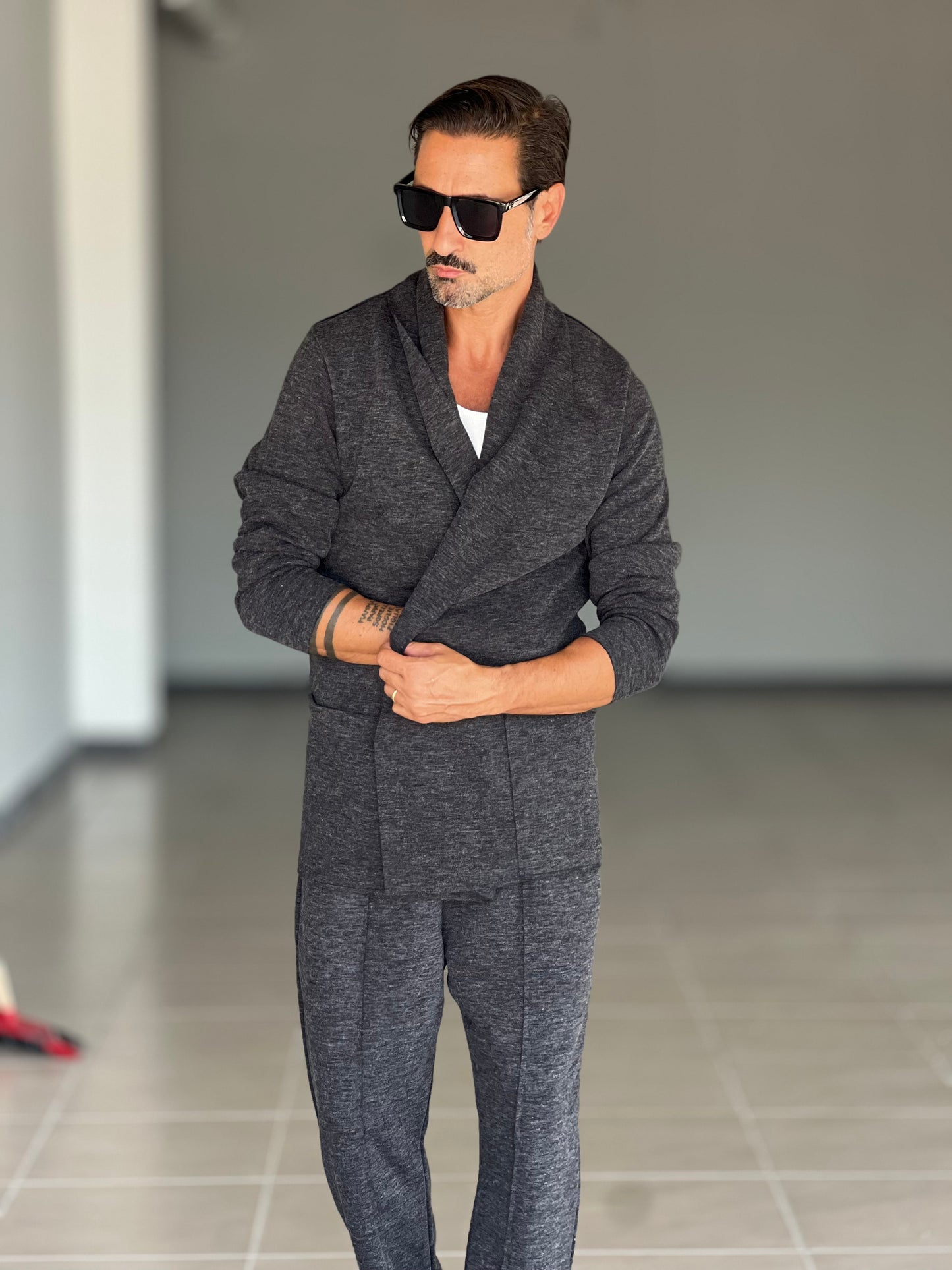 CARDIGAN GRIGIO MAXI SCIALLATO XAGON