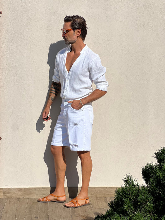 BERMUDA DENIM BIANCO ROTTURE