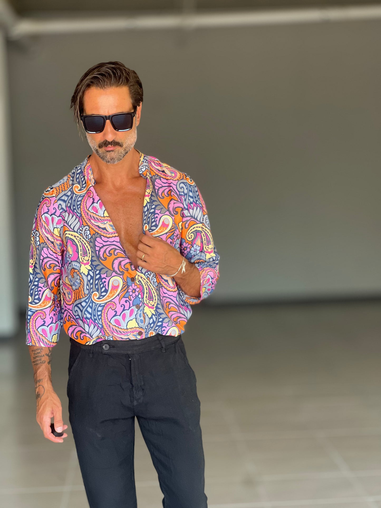 PANTALONE ESTIVO NERO LINO GARZATO