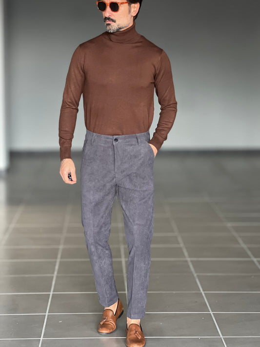 PANTALONE PIOMBO VELLUTO MILLERIGHE GAMBA DRITTA TASCA AMERICA