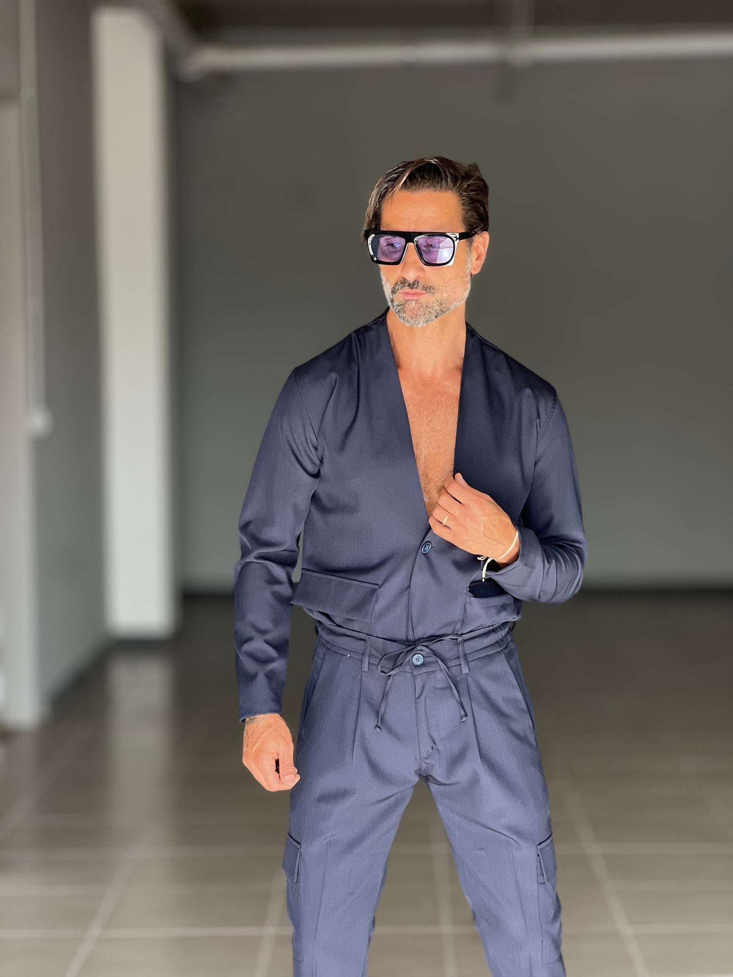 ABITO COLLO STONDATO BLU N VISCOSA