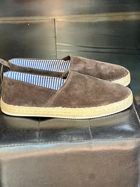 MOCASSINO CAMOSCIO MORO FONDO PAGLIA E GOMMA