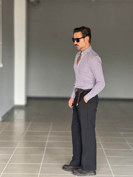 BLACK CHAIN VISCOSE TROUSERS