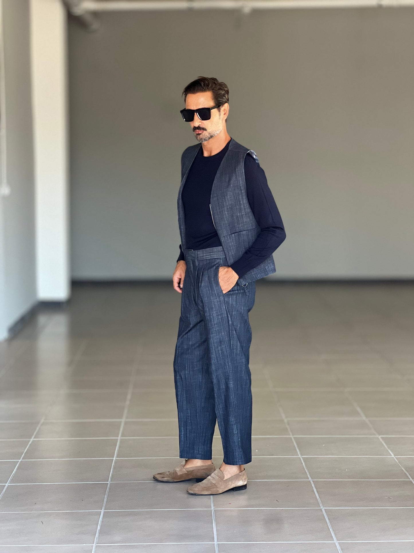 PANTALONE BLU FONDO AMPIO PETRO'