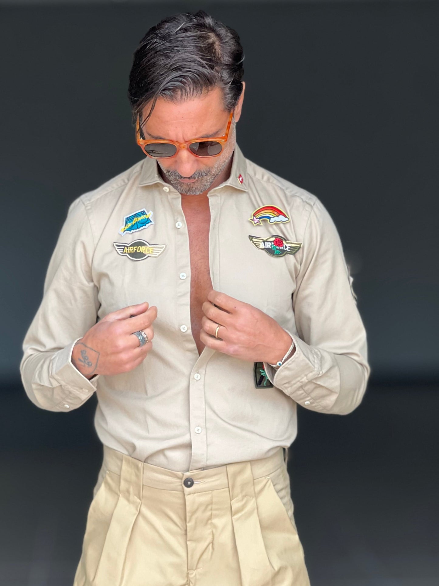 CAMICIA DEPOT CAMMELLO COTONE LAVATO STONE WASHED PATCH (OGNI TAGLIA HA TOPPE DIFFERENTI CI VOGLIONO 3 GIORNI PER ASSEMBLARE LA CAMICIA