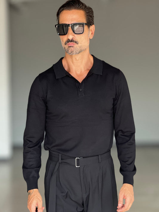 POLO NERA RASATA VISCOSA E MISTI