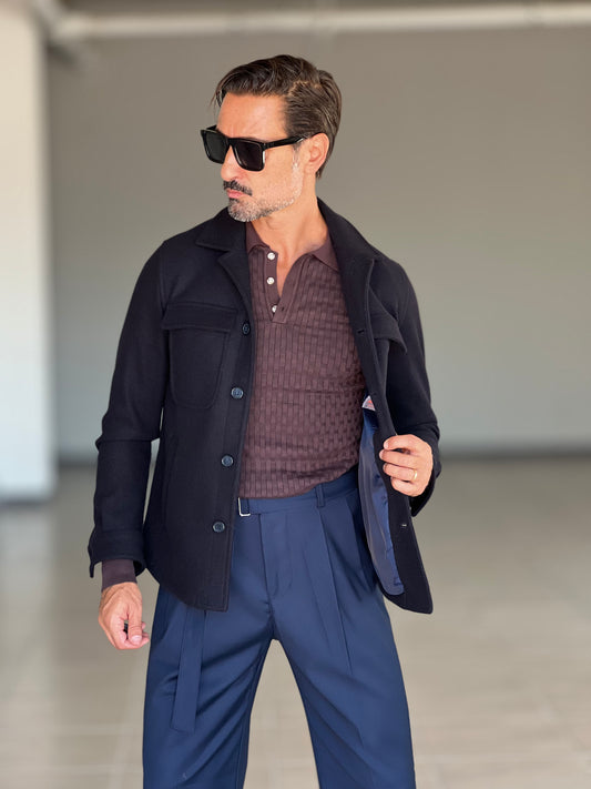 FILL JACKET PANNO BLU