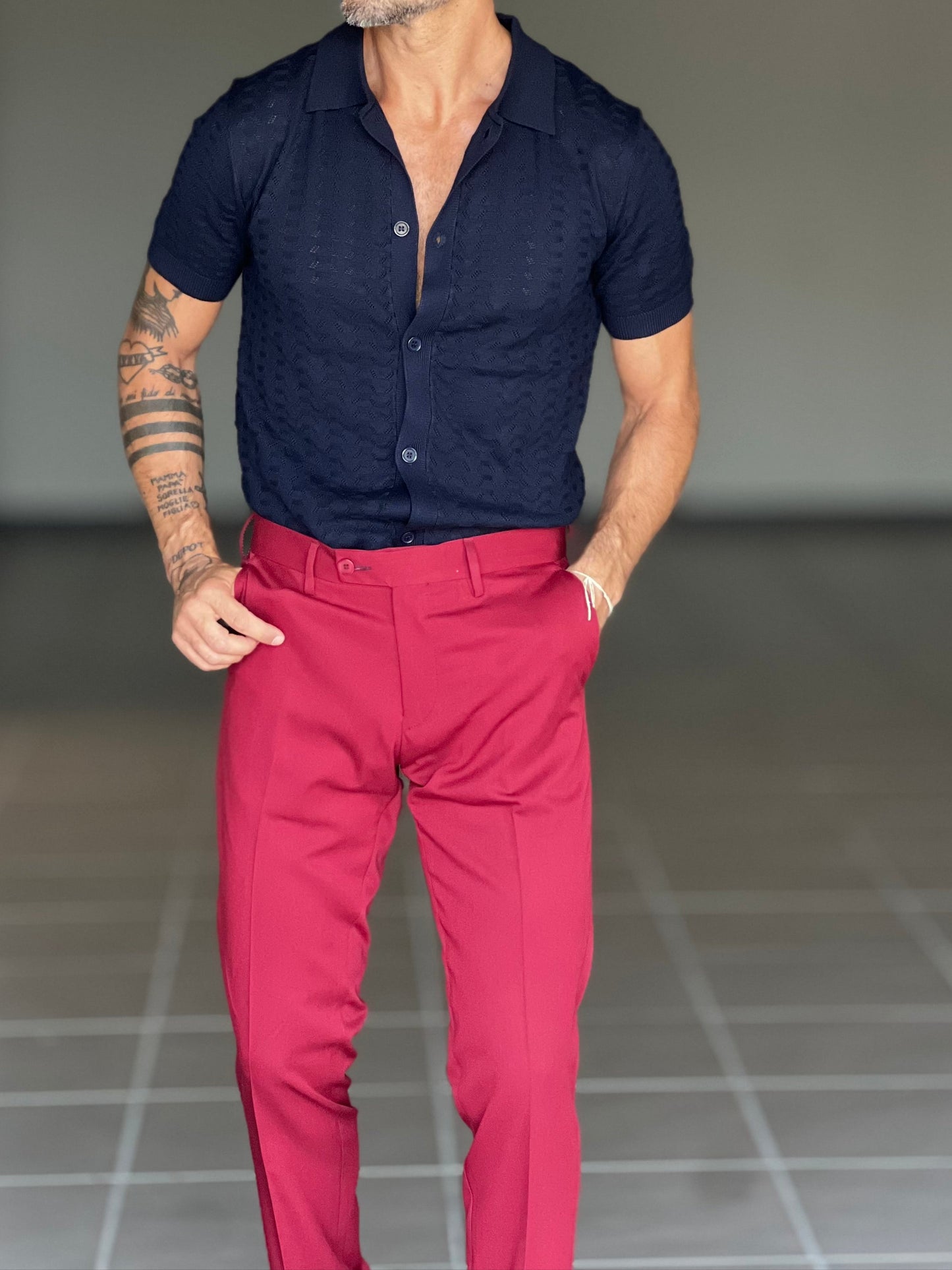 PANTALONE ROSSO VISCOSA E MISTI
