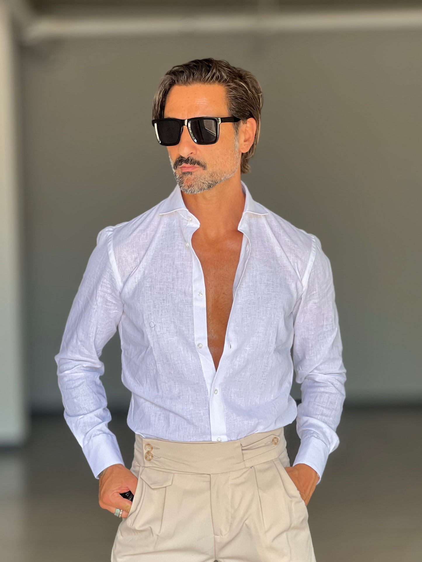 CAMICIA BIANCA 100%LINO