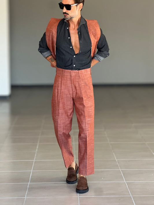 BLACK CHAIN VISCOSE TROUSERS