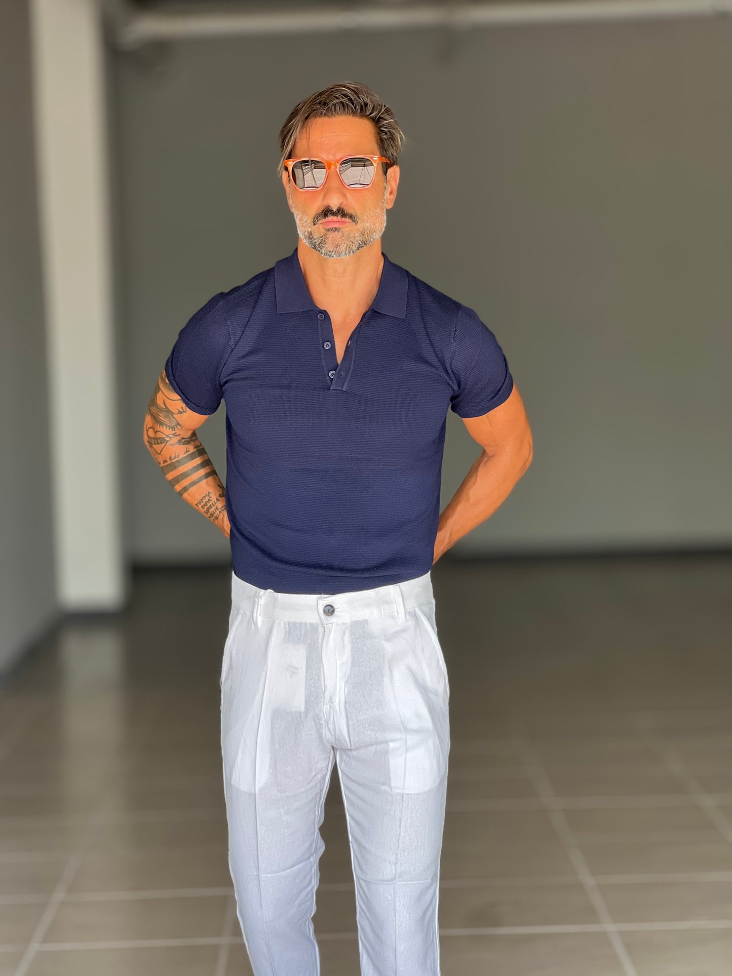 PANTALONE ESTIVO BIANCO LINO GARZATO