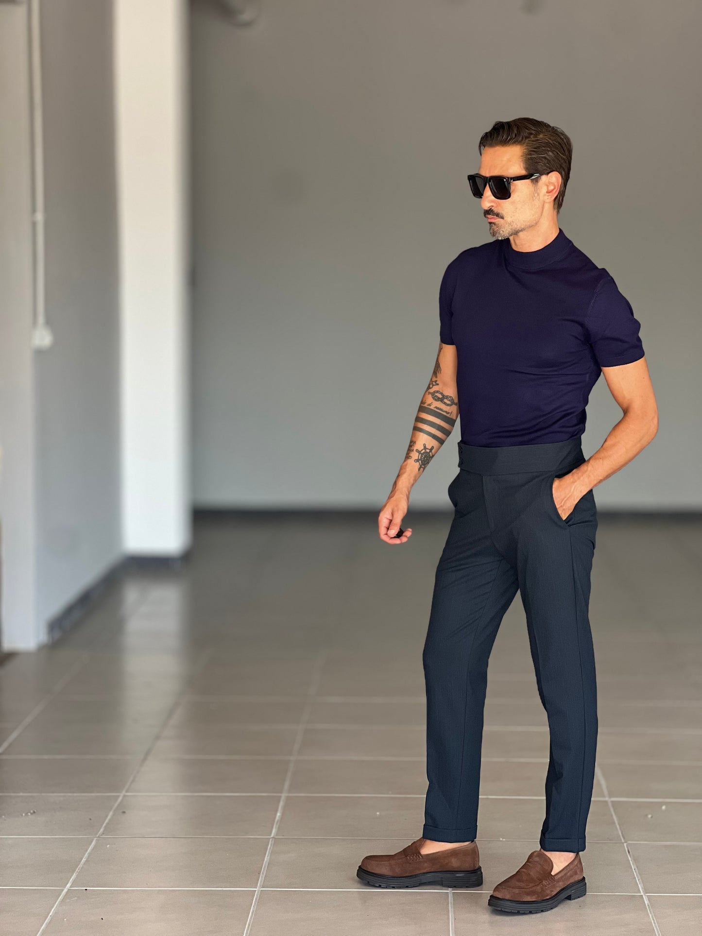 MAGLIA GIRO BLU MEZZO COLLO VISCOSA E MISTI