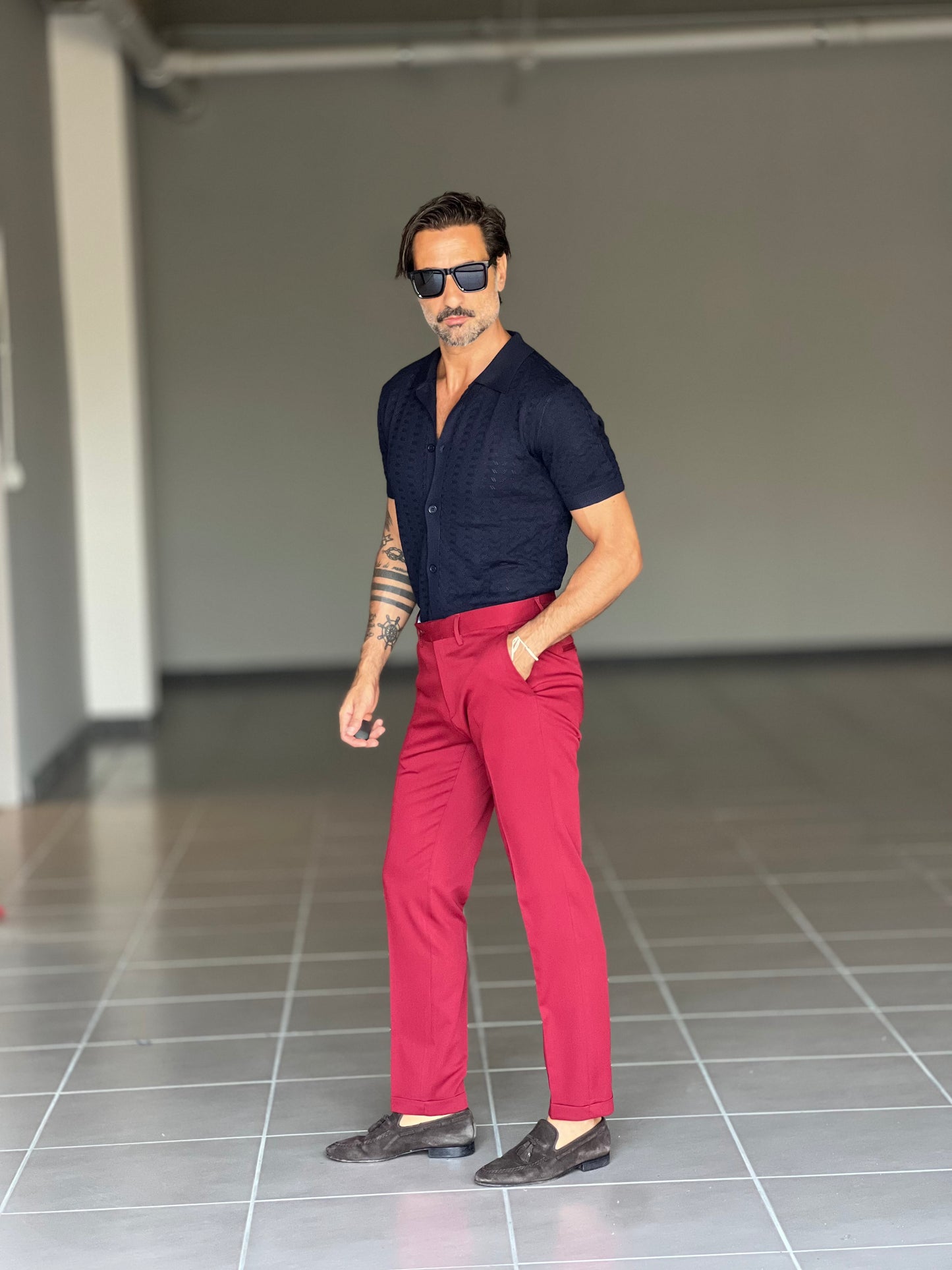 PANTALONE ROSSO VISCOSA E MISTI