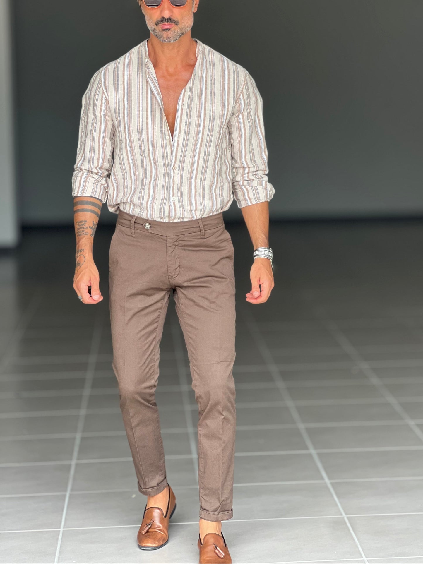 PANTALONE COTONE MORO RASATO TASCA AMERICA