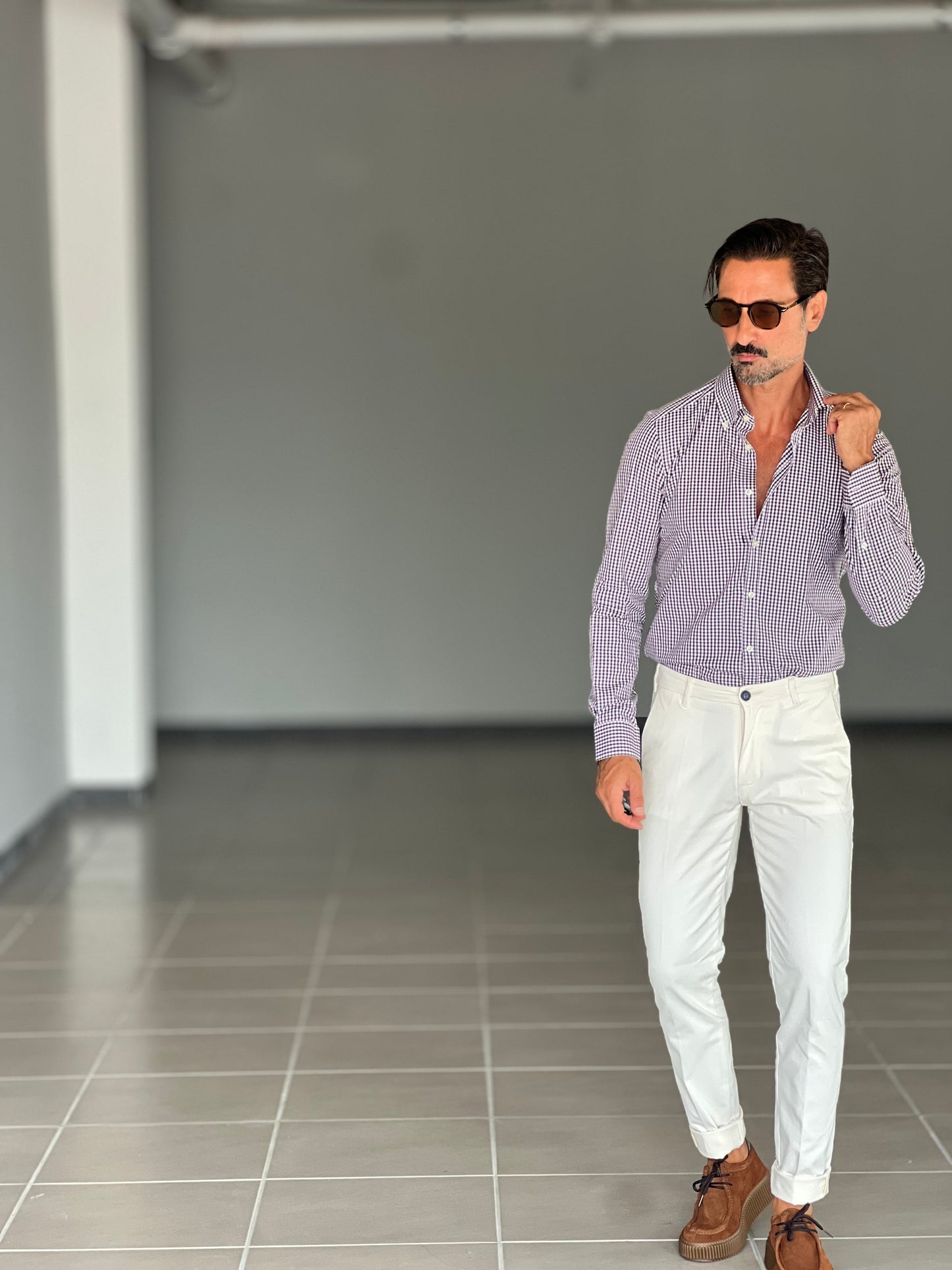 CAMICIA DEPOT QUADRETTO BIANCO E MORO