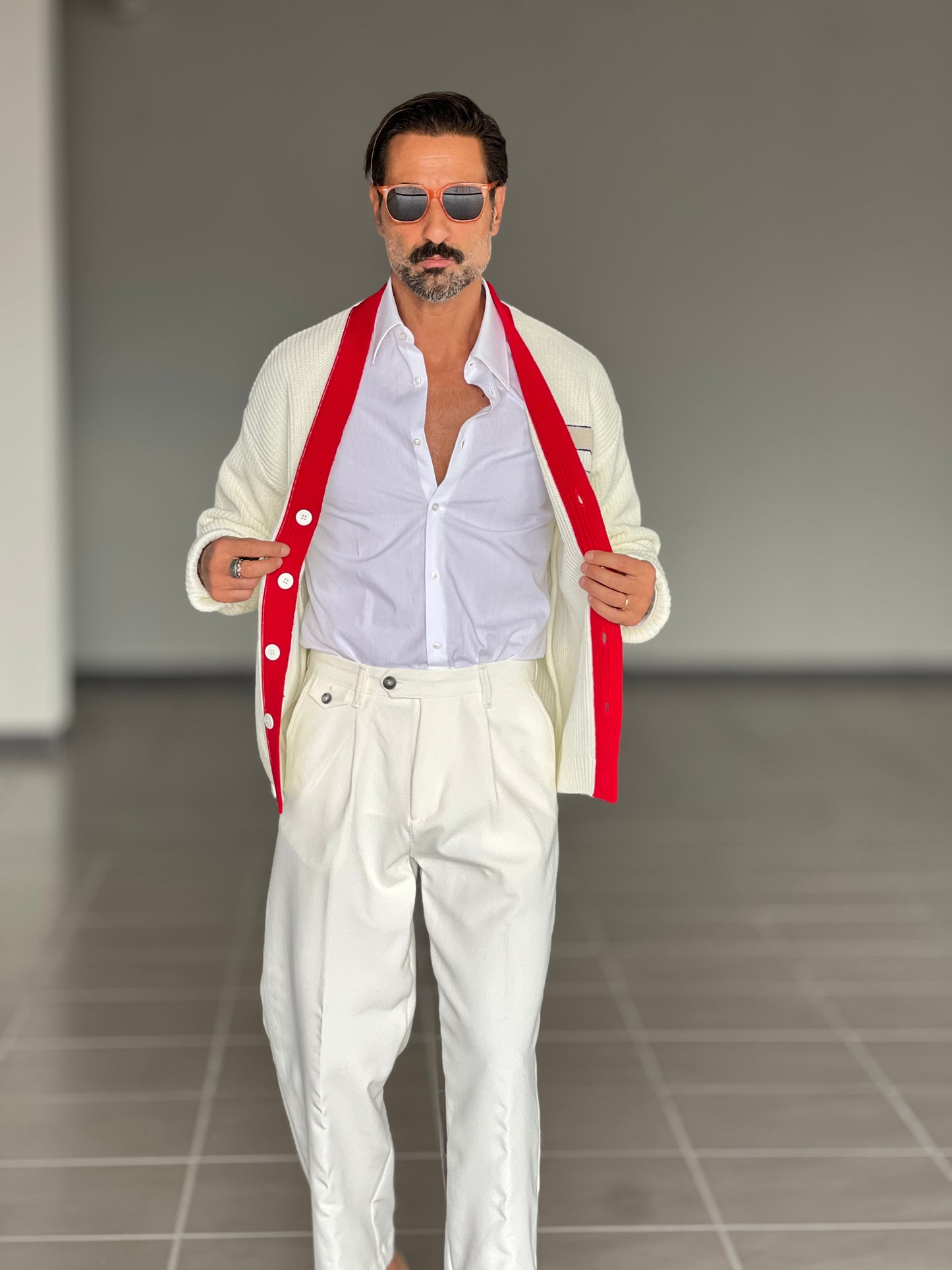 PANTALONE FONDO AMPIO PANNA GAMBA A PALAZZO