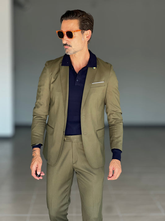 ABITO VERDE OLIVA MONOPETTO VISCOSA