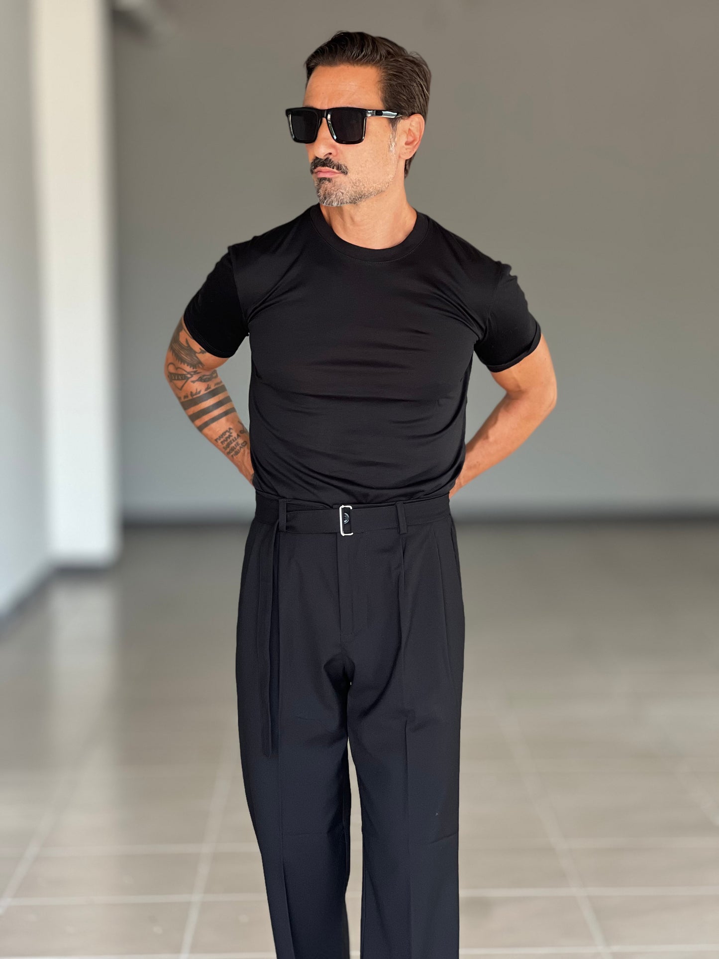 T SHIRT NERA COTONE FILO DI SCOZIA