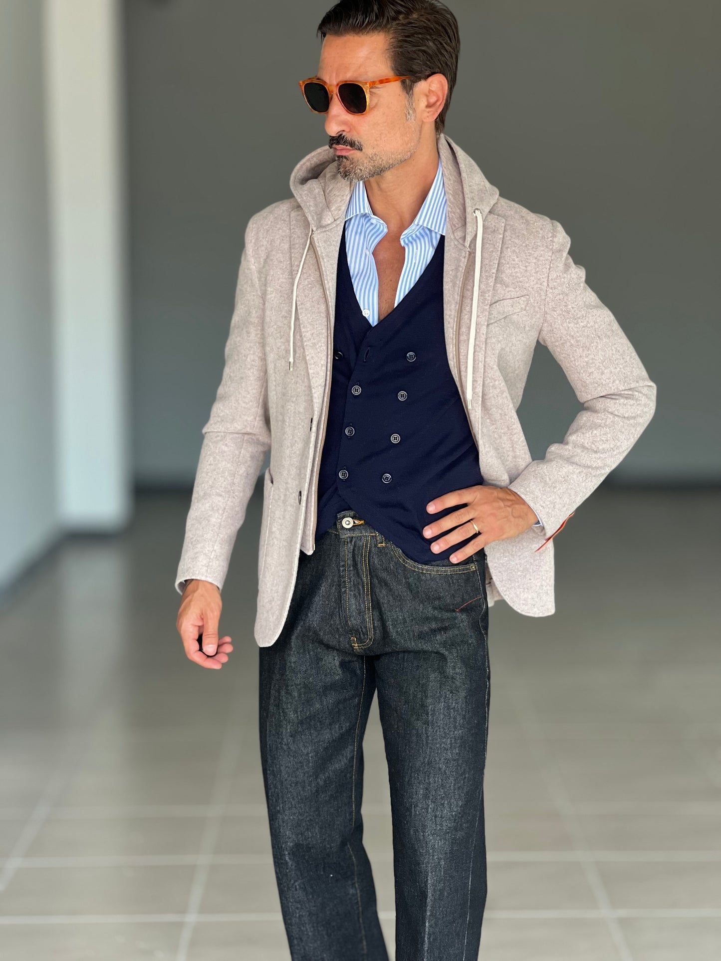 GILET MAGLIA BLU DOPPIOPETTO